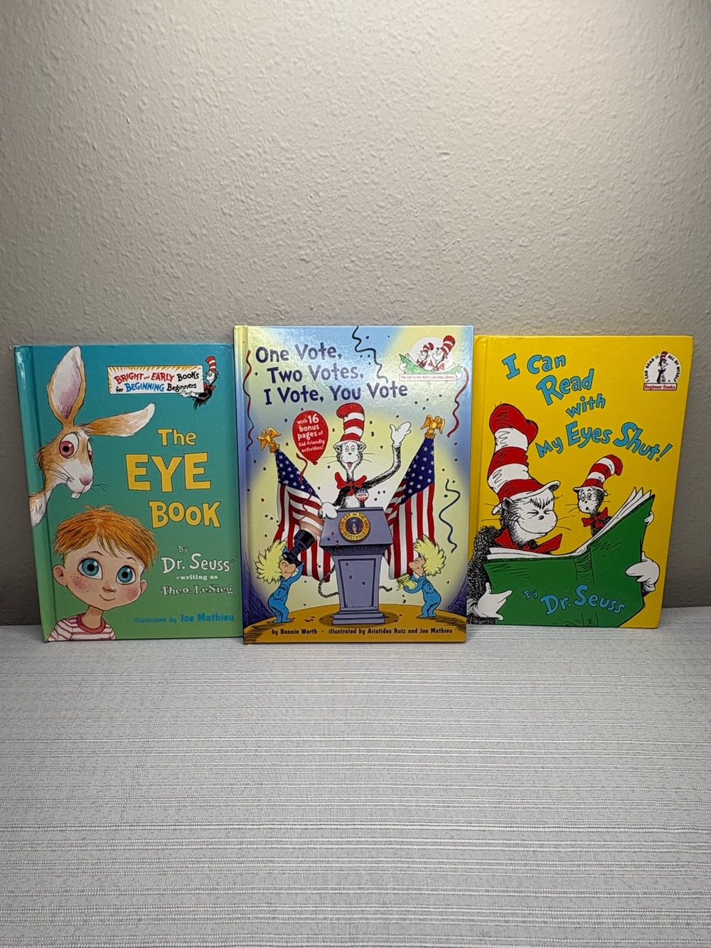 Dr. Seuss 3 Book Bundle - The Eye Book, I Can Read with My Eyes Shut, One Vote